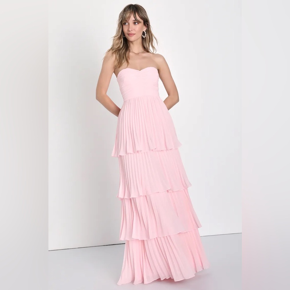 Pink Strapless Pleated Dress Lulus